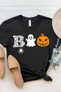 Round Neck Short Sleeve BOO Graphic T-Shirt